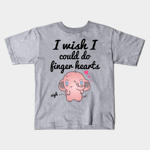 Elephant sighing and wishing they could do finger hearts - Kawaii Kids T-Shirt by WhatTheKpop